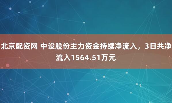 北京配资网 中设股份主力资金持续净流入，3日共净流入1564.51万元