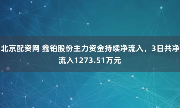 北京配资网 鑫铂股份主力资金持续净流入，3日共净流入1273.51万元